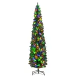 HOMCOM 8 ft Artificial Pencil Christmas Trees Holiday Decoration with Colorful LED Lights, Steel Base, Skinny Shape - Image 11