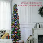 HOMCOM 8 ft Artificial Pencil Christmas Trees Holiday Decoration with Colorful LED Lights, Steel Base, Skinny Shape - Image 4
