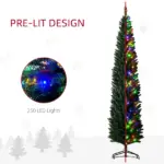 HOMCOM 8 ft Artificial Pencil Christmas Trees Holiday Decoration with Colorful LED Lights, Steel Base, Skinny Shape - Image 5