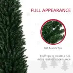 HOMCOM 8 ft Artificial Pencil Christmas Trees Holiday Decoration with Colorful LED Lights, Steel Base, Skinny Shape - Image 6