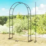 8 ft Steel Garden Arch, Garden Arbor Trellis with Large Base for Climbing Plants, Wedding Arch Stand, Black - Image 2
