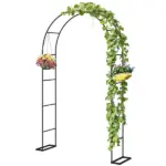 8 ft Steel Garden Arch, Garden Arbor Trellis with Large Base for Climbing Plants, Wedding Arch Stand, Black