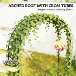 8 ft Steel Garden Arch, Garden Arbor Trellis with Large Base for Climbing Plants, Wedding Arch Stand, Black - Image 3
