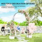 8 ft Steel Garden Arch, Garden Arbor Trellis with Large Base for Climbing Plants, Wedding Arch Stand, Black - Image 6