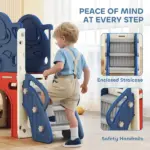 8-in-1 Toddler Slide Set with Basketball Hoop, Indoor Outdoor Playground Playset for Kids, Blue - Image 5