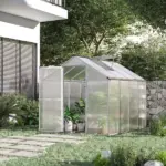 Outsunny 8 ft L x 6 ft W Walk-In Polycarbonate Greenhouse with Roof Vent for Ventilation and Rain Gutter, Hobby Greenhouse for Winter - Image 2