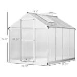 Outsunny 8 ft L x 6 ft W Walk-In Polycarbonate Greenhouse with Roof Vent for Ventilation and Rain Gutter, Hobby Greenhouse for Winter - Image 3