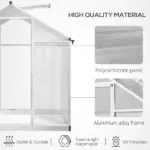 Outsunny 8 ft L x 6 ft W Walk-In Polycarbonate Greenhouse with Roof Vent for Ventilation and Rain Gutter, Hobby Greenhouse for Winter - Image 4