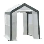 Outsunny 8' L x 6' W x 7' H Outdoor Walk-In Tunnel Greenhouse with Roll-up Windows, 2 Zippered Doors and Weather Cover, White/Gray - Image 11