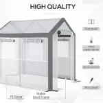 Outsunny 8' L x 6' W x 7' H Outdoor Walk-In Tunnel Greenhouse with Roll-up Windows, 2 Zippered Doors and Weather Cover, White/Gray - Image 4