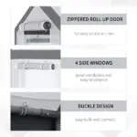Outsunny 8' L x 6' W x 7' H Outdoor Walk-In Tunnel Greenhouse with Roll-up Windows, 2 Zippered Doors and Weather Cover, White/Gray - Image 6