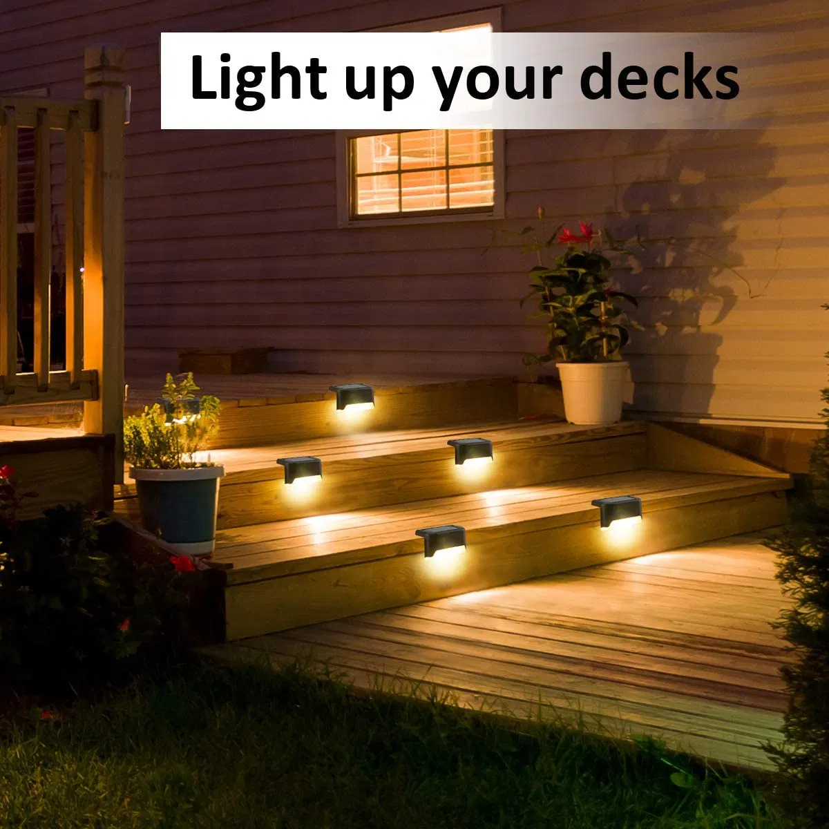 8 Pack Solar Deck Step Lights Waterproof Outdoor LED Fence Lights