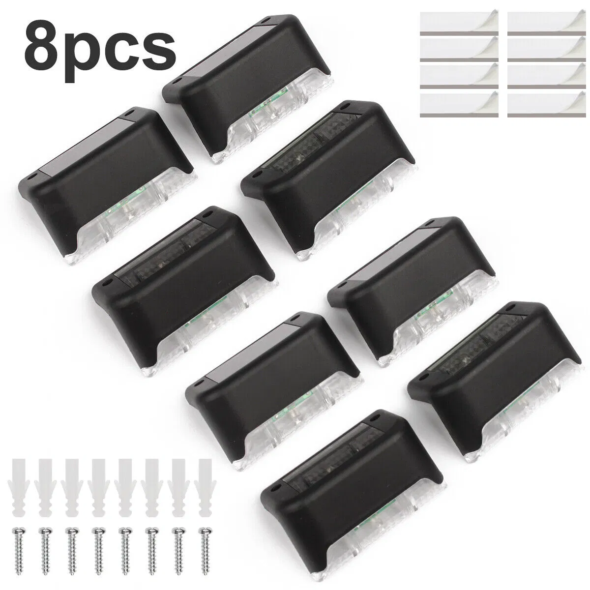 8 Pack Solar Deck Step Lights Waterproof Outdoor LED Fence Lights