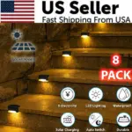 8 Pack Solar Deck Step Lights Waterproof Outdoor LED Fence Lights