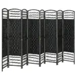 8 Panel Folding Room Divider Portable Privacy Screen Wave Fiber Room Partition for Home Office Black - Image 11
