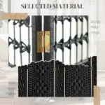 8 Panel Folding Room Divider Portable Privacy Screen Wave Fiber Room Partition for Home Office Black - Image 5