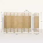 HOMCOM 8 Panel Folding Room Divider Portable Privacy Screen Wave Fiber Room Partition for Home Office Natural - Image 3