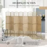 HOMCOM 8 Panel Folding Room Divider Portable Privacy Screen Wave Fiber Room Partition for Home Office Natural - Image 7