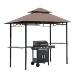 Outsunny 8 ft Patio BBQ Grill Gazebo Canopy, 2 Tier - Flame Retardant Cover, Large Storage, Stylish Utility for Outdoor Cooking - Image 11
