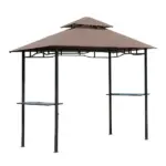 Outsunny 8 ft Patio BBQ Grill Gazebo Canopy, 2 Tier - Flame Retardant Cover, Large Storage, Stylish Utility for Outdoor Cooking
