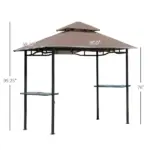 Outsunny 8 ft Patio BBQ Grill Gazebo Canopy, 2 Tier - Flame Retardant Cover, Large Storage, Stylish Utility for Outdoor Cooking - Image 3