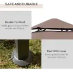 Outsunny 8 ft Patio BBQ Grill Gazebo Canopy, 2 Tier - Flame Retardant Cover, Large Storage, Stylish Utility for Outdoor Cooking - Image 4