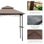 Outsunny 8 ft Patio BBQ Grill Gazebo Canopy, 2 Tier - Flame Retardant Cover, Large Storage, Stylish Utility for Outdoor Cooking - Image 5