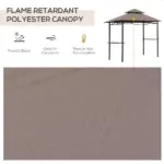 Outsunny 8 ft Patio BBQ Grill Gazebo Canopy, 2 Tier - Flame Retardant Cover, Large Storage, Stylish Utility for Outdoor Cooking - Image 6