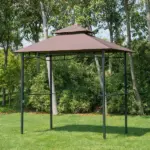 Outsunny 8 ft Patio BBQ Grill Gazebo Canopy, 2 Tier - Flame Retardant Cover, Large Storage, Stylish Utility for Outdoor Cooking - Image 10