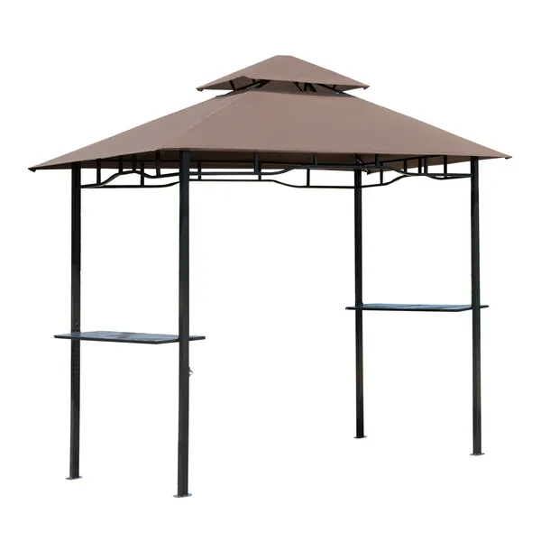 8-patio-bbq-grill-gazebo-canopy-2-tier-flame-retardant-cover-large-storage-stylish-utility-for-outdoor-cooking.webp Outsunny 8 ft Patio BBQ Grill Gazebo Canopy, 2 Tier - Flame Retardant Cover, Large Storage, Stylish Utility for Outdoor Cooking - Image 1