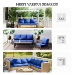 Outsunny 8 Patio Chair Cushions with Seat and Backrest, Fade Resistant Seat Replacement Cushion Set, Navy Blue - Image 6