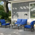Outsunny 8 Patio Chair Cushions with Seat and Backrest, Fade Resistant Seat Replacement Cushion Set, Navy Blue - Image 7