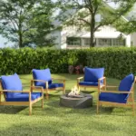 Outsunny 8 Patio Chair Cushions with Seat and Backrest, Fade Resistant Seat Replacement Cushion Set, Navy Blue - Image 8