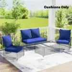 Outsunny 8 Patio Chair Cushions with Seat and Backrest, Fade Resistant Seat Replacement Cushion Set, Navy Blue - Image 10