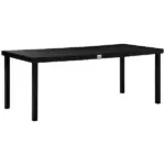 8 People Rectangular Pedestal Dining Table, with Aluminum Frame, All-Weather HDPE Wood Top, Foot Pads for Garden, Patio, Black