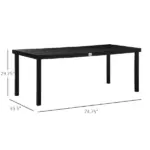 8 People Rectangular Pedestal Dining Table, with Aluminum Frame, All-Weather HDPE Wood Top, Foot Pads for Garden, Patio, Black - Image 3