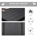 8 People Rectangular Pedestal Dining Table, with Aluminum Frame, All-Weather HDPE Wood Top, Foot Pads for Garden, Patio, Black - Image 4