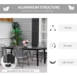 8 People Rectangular Pedestal Dining Table, with Aluminum Frame, All-Weather HDPE Wood Top, Foot Pads for Garden, Patio, Black - Image 5