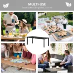 8 People Rectangular Pedestal Dining Table, with Aluminum Frame, All-Weather HDPE Wood Top, Foot Pads for Garden, Patio, Black - Image 6