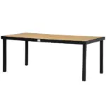 8 People Rectangular Pedestal Dining Table, with Aluminum Frame, All-Weather HDPE Wood Top, Foot Pads for Garden, Patio, Natural - Image 11