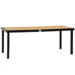 8 People Rectangular Pedestal Dining Table, with Aluminum Frame, All-Weather HDPE Wood Top, Foot Pads for Garden, Patio, Natural