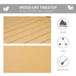 8 People Rectangular Pedestal Dining Table, with Aluminum Frame, All-Weather HDPE Wood Top, Foot Pads for Garden, Patio, Natural - Image 4