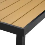8 People Rectangular Pedestal Dining Table, with Aluminum Frame, All-Weather HDPE Wood Top, Foot Pads for Garden, Patio, Natural - Image 9