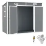 Outsunny 8' x 4' Plastic Outdoor Storage Shed with Floor, Window, Lockable Doors and Vents for Backyard Patio Lawn, Gray - Image 11