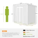 Outsunny 8' x 4' Plastic Outdoor Storage Shed with Floor, Window, Lockable Doors and Vents for Backyard Patio Lawn, Gray - Image 3