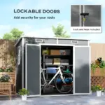Outsunny 8' x 4' Plastic Outdoor Storage Shed with Floor, Window, Lockable Doors and Vents for Backyard Patio Lawn, Gray - Image 7