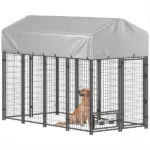 8' x 4' x 6' Outdoor Dog Kennel, Dog Kennel Outside Run with 360A degree Rotating Bowls, Waterproof and UV Resistant Cover - Image 11