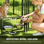 8' x 4' x 6' Outdoor Dog Kennel, Dog Kennel Outside Run with 360A degree Rotating Bowls, Waterproof and UV Resistant Cover - Image 5