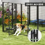 8' x 4' x 6' Outdoor Dog Kennel, Dog Kennel Outside Run with 360A degree Rotating Bowls, Waterproof and UV Resistant Cover - Image 6
