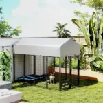 8' x 4' x 6' Outdoor Dog Kennel, Dog Kennel Outside Run with 360A degree Rotating Bowls, Waterproof and UV Resistant Cover - Image 10